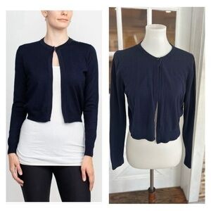 Chaps open front top button closure long sleeve cardigan sweater